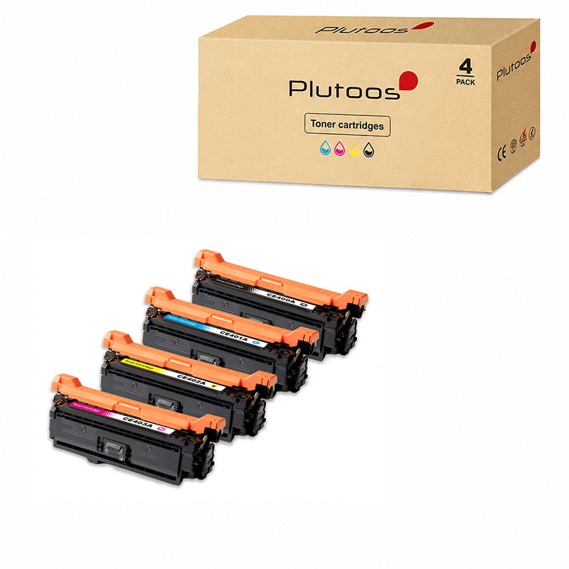 Plutoos 507X+A Toner Multipack 4er-Set BK+C+M+Y mit Chip Kompatibel mit HP 507 - CE400X (BK), CE401A (C), CE403A (M), CE402A (Y) gesamt 29000 Seiten
