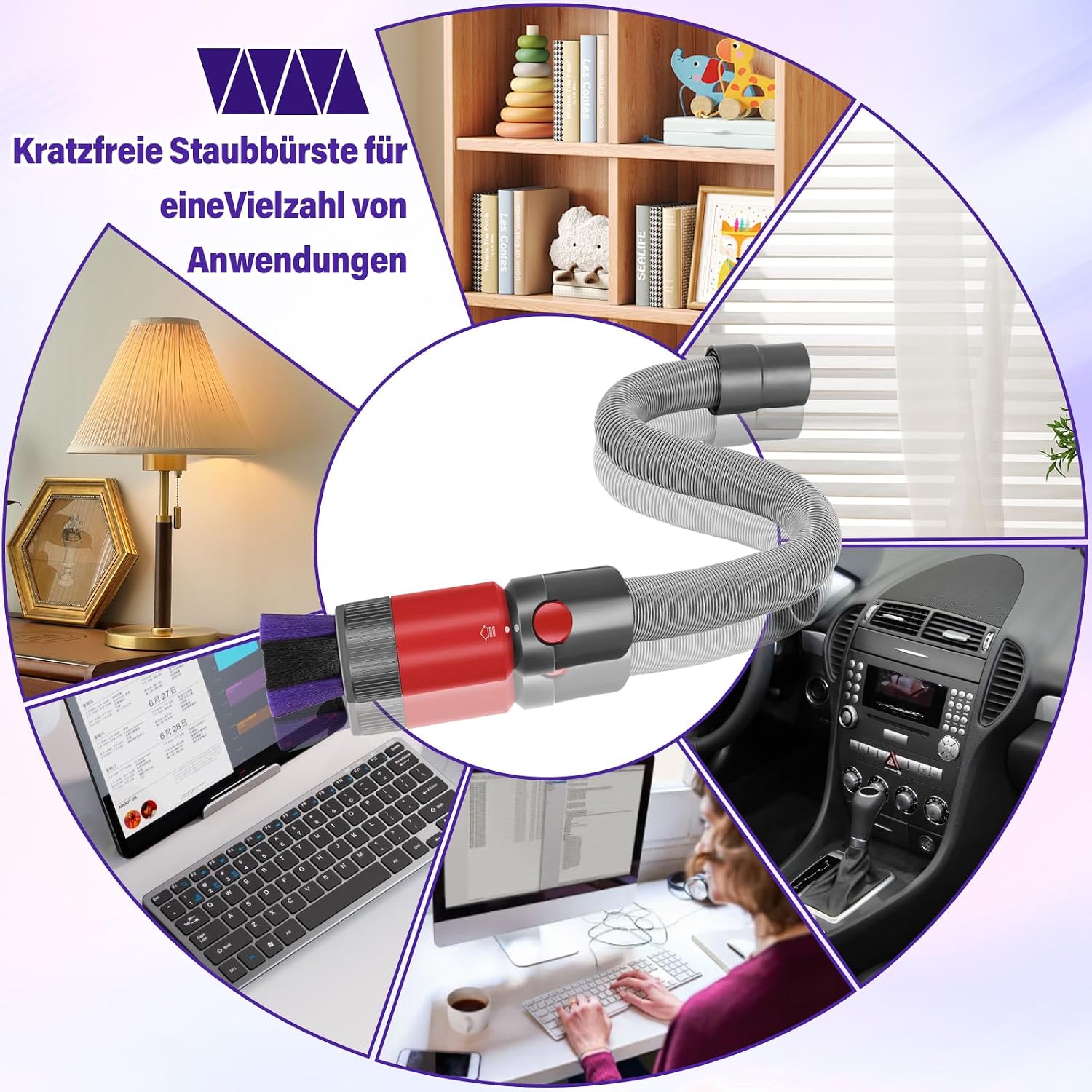 Plutoos 2-teiliges Set für Dyson V7 V8 V10 V11 V15 – rückstandsfreie Softbürste & flexibler Schlauch bis 150 cm