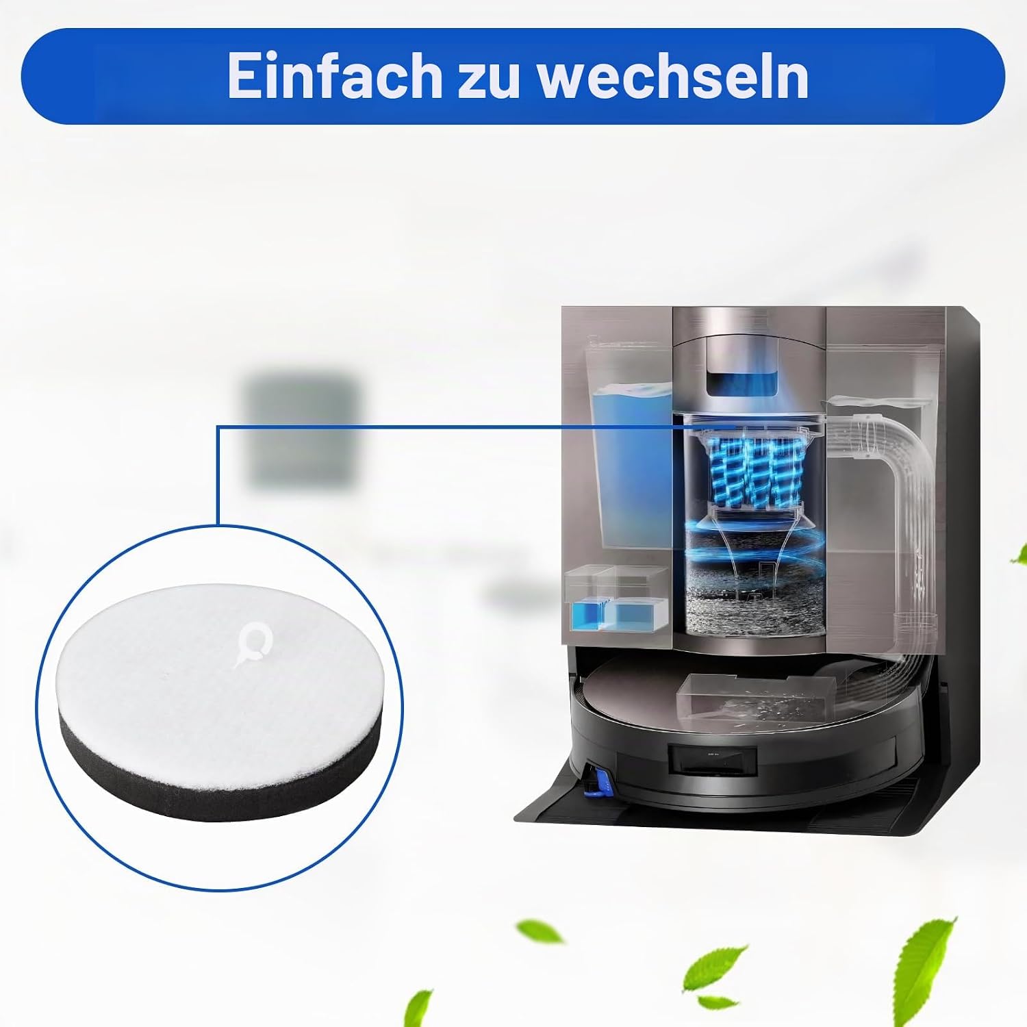 Plutoos Schwammfilter für ECOVACS Deebot X12 OmniCyclone, X12 Pro & T90 Pro Omni – waschbar, 2 Stück
