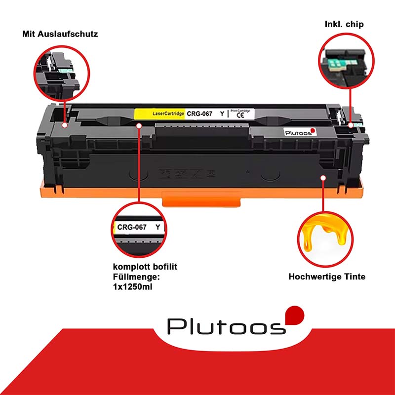 Plutoos CRG067 Gelb Toner Cartridge Kompatible mit Canon CRG067