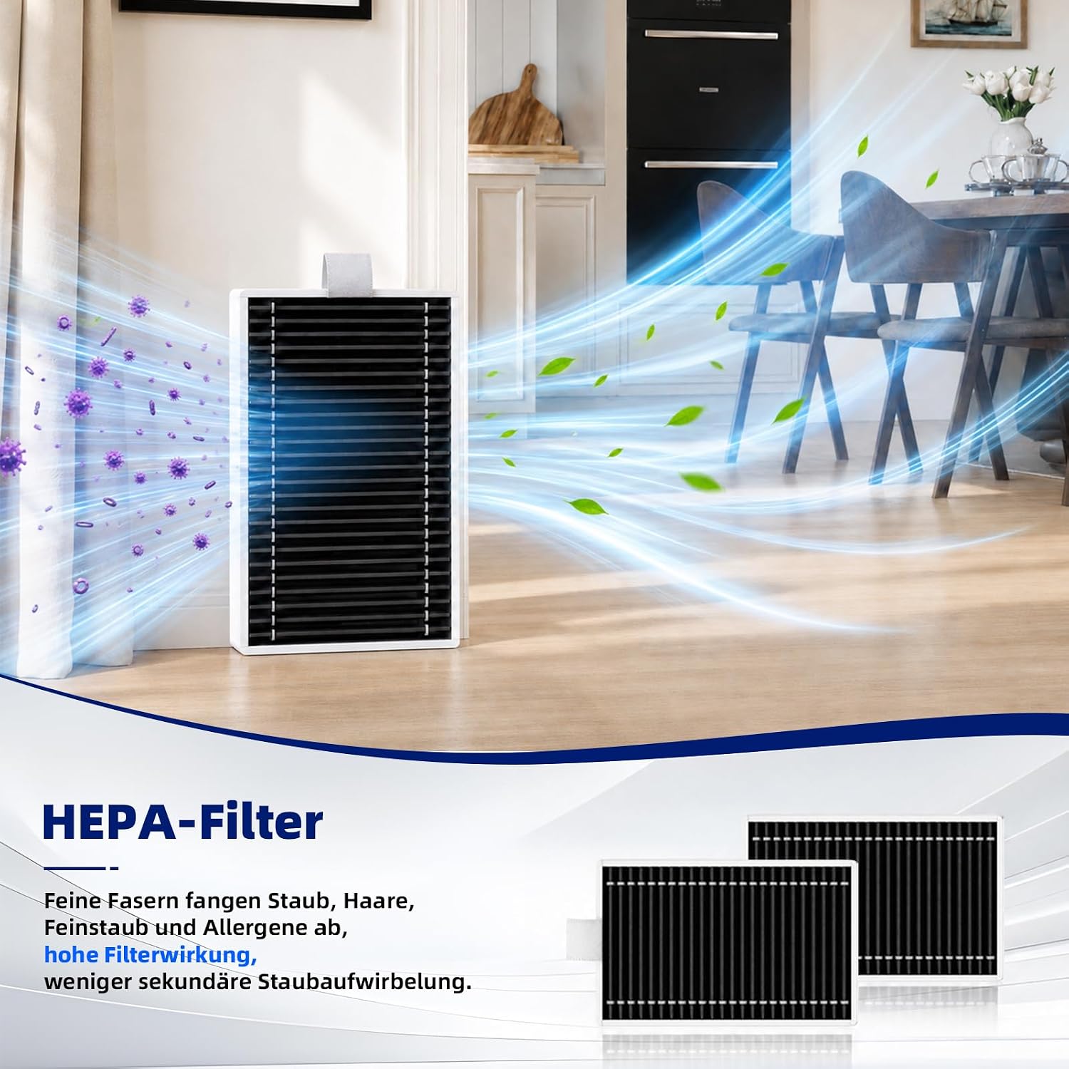 Plutoos HEPA-Filter für ECOVACS Deebot X12 OmniCyclone, X12 Pro & T90 Pro Omni – waschbar, 2 Stück
