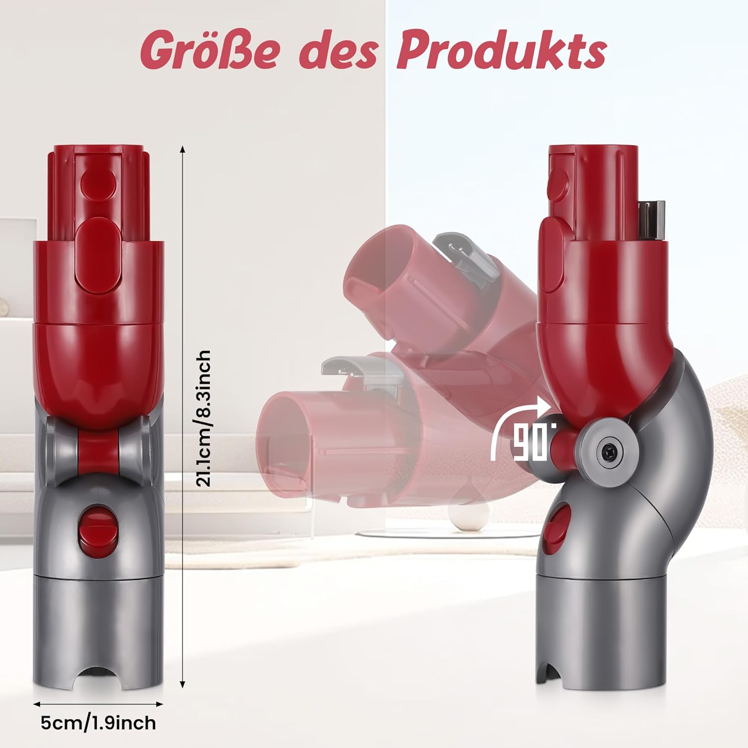 Plutoos Flex-Adapter für Dyson V7 V8 V10 V11 V15 – 180°-Knickgelenk, inkl. Reinigungsbürste, ersetzt 967762-01